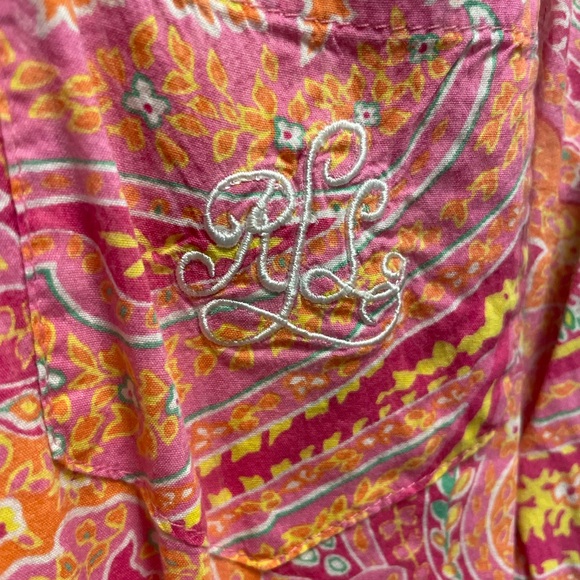 Ralph Lauren button down size 1x pink paisley - Picture 2 of 5